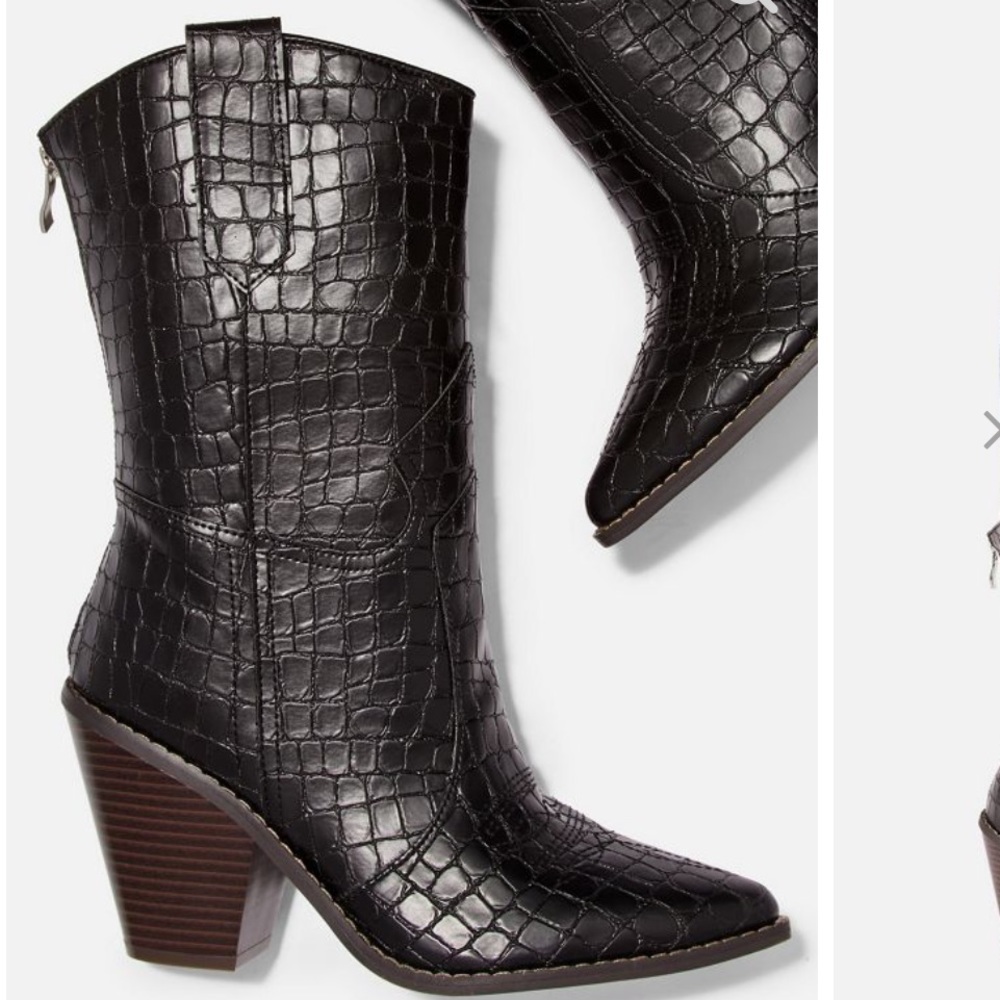 NEVER WORN Jessie J Decker black crocodile boots.